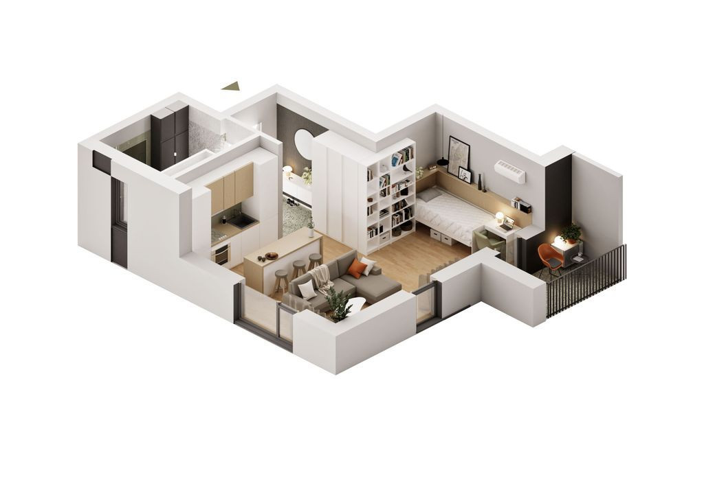 Apartament cu 1,5 camere în Confecții