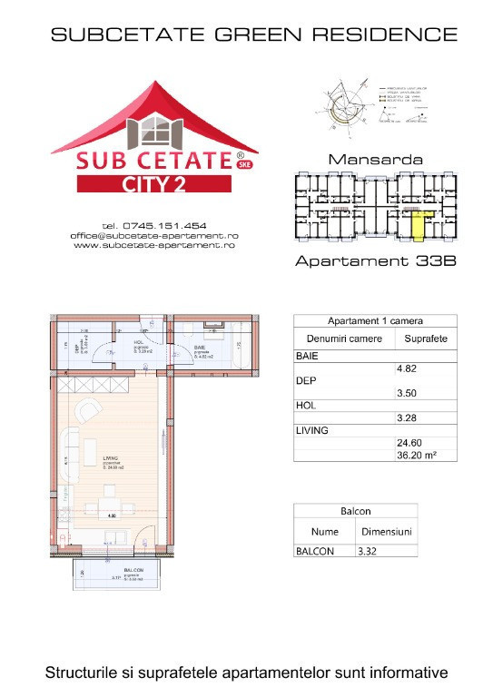 GARSONIERA 36 MP UTILI IN SUBCETATE SI CU CREDITE BANCARE