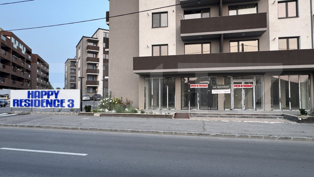 Spațiu comercial parter bloc nou, 136 mp open space, vitrin