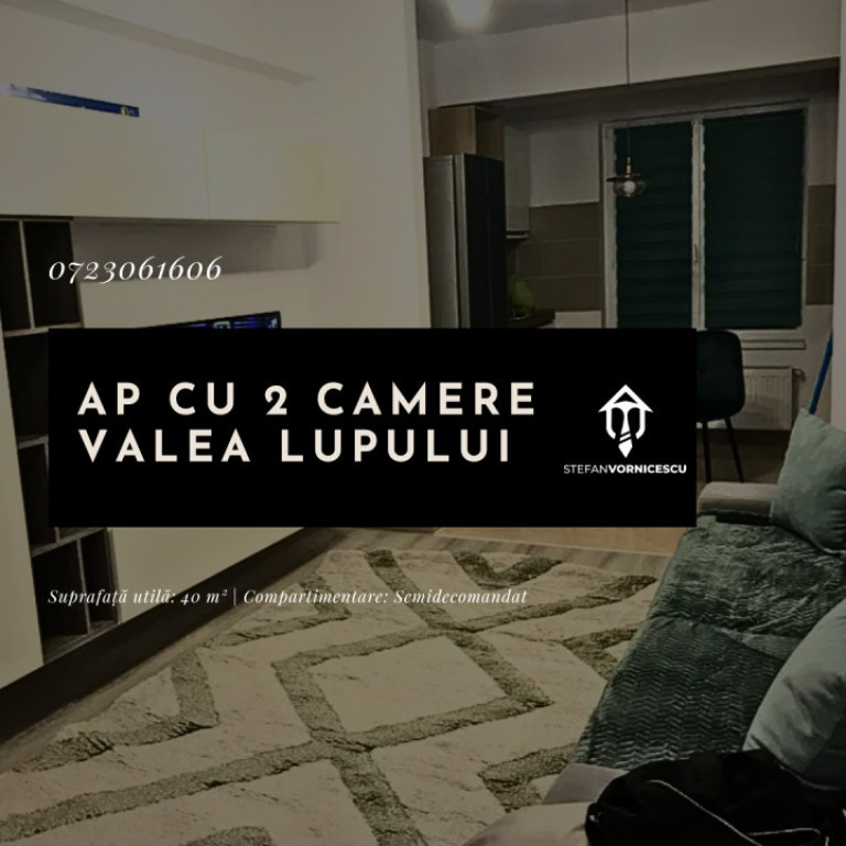 Apartament 2 camere + parcare privată de închiriat | Valea