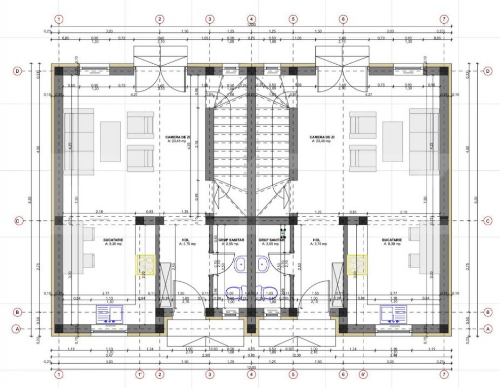 Duplex de vanzare in Sanandrei, 3 camere P+E 73mp utili 310m