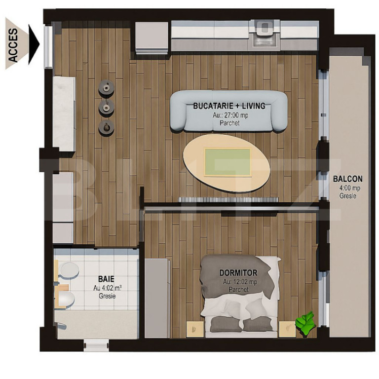 Apartament 2 camere, 46 mp, bloc nou, zona Burdujeni