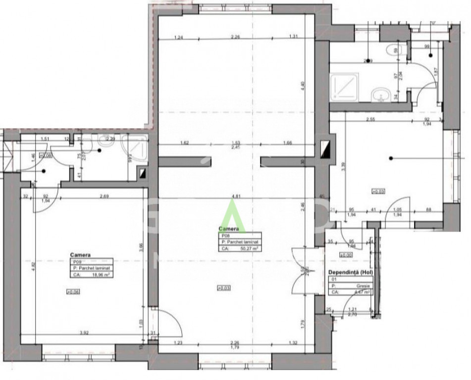 Spațiu versatil de închiriat,100mp,3 incaperi,2 bai,Andrei