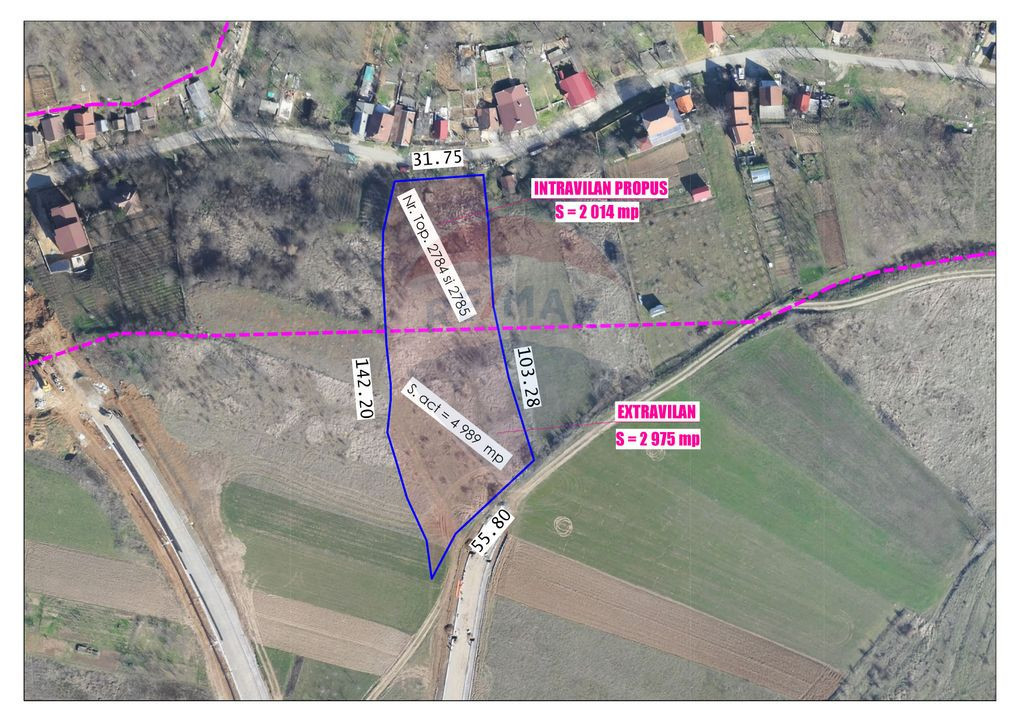 Teren Intravilan 2014mp și extravilan 2975mp, de vânzar...