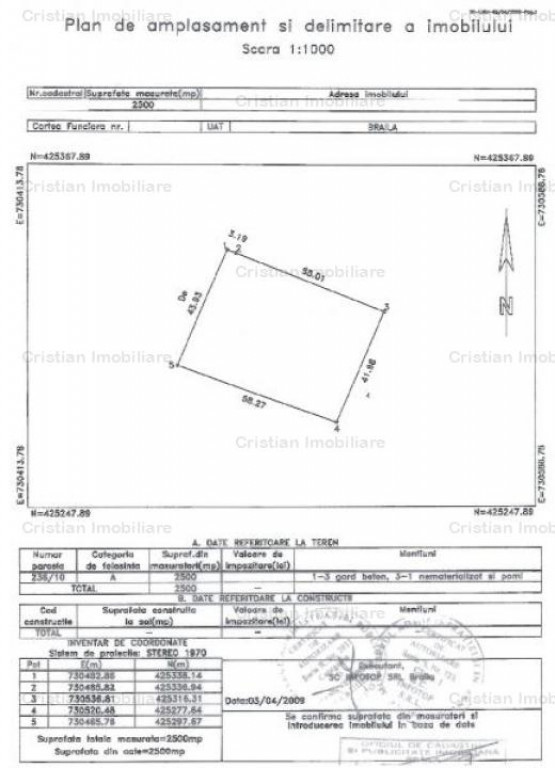 Teren intravilan 2500 mp zona Chercea, 70m front stradal