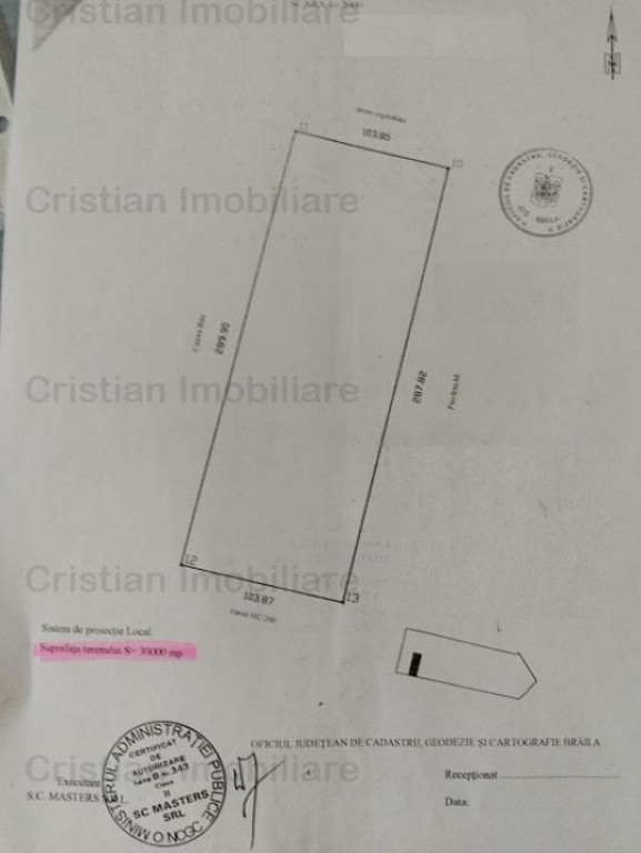 Teren intravilan de constructii Chercea St - 30000 mp cu 50m