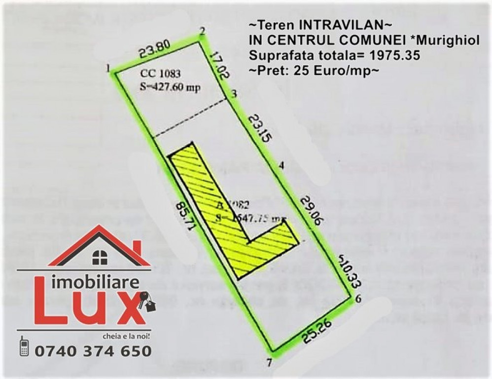 Teren intravilan in centrul Com.Murighiol