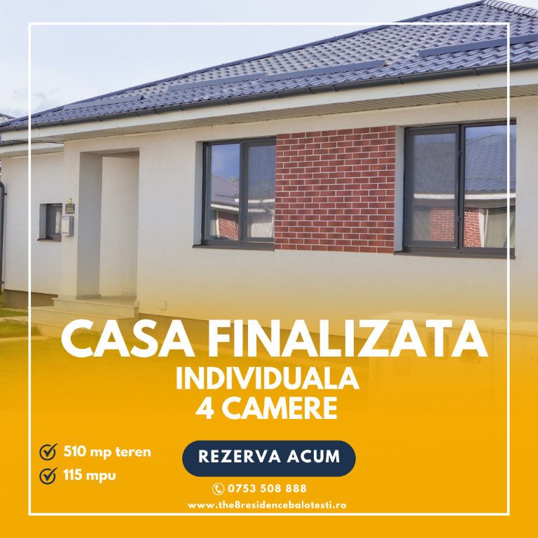 CASA FINALIZATA 4 CAMERE– Șos. Pipera-Tunari – 510 curte