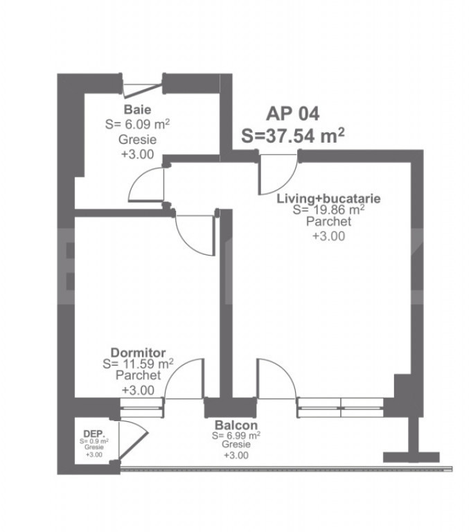 Apartament de 2 camere, 38 mp, Giroc