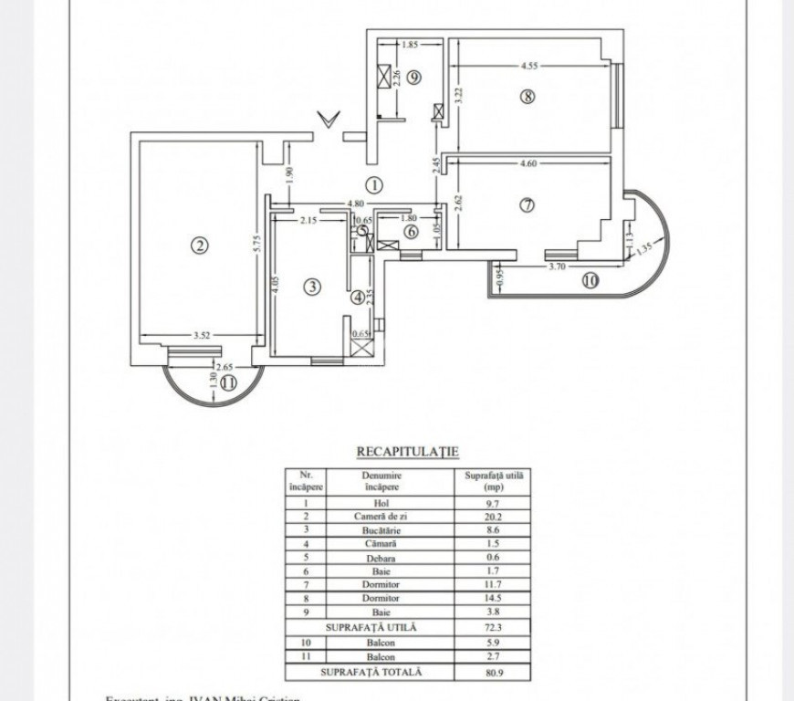 Apartament de vanzare 3 camere si 2 bai, zona Moara de Foc,