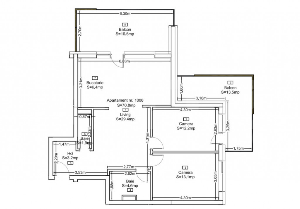 Apartament spațioas cu 3 camere, în bloc nou, cu vedere pa
