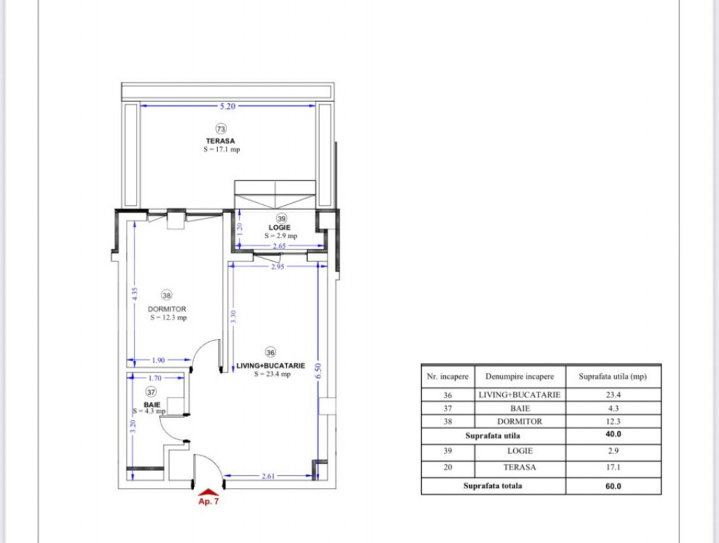 Apartament cu 2 camere, terasă de 17 mp – relaxare în zo
