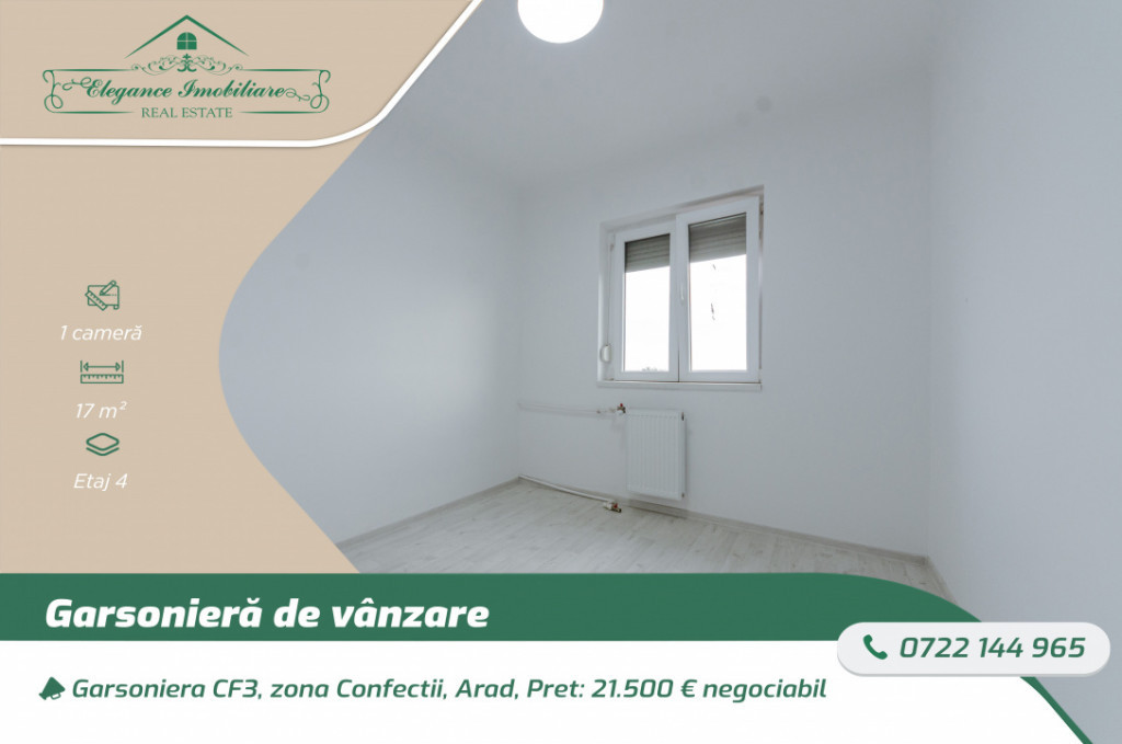 Garsoniera CF 3, zona Confectii, Arad