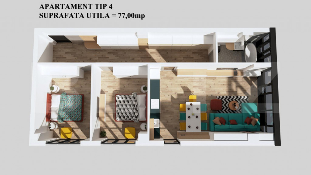 Apartament bloc nou, 77mp, Burdujeni