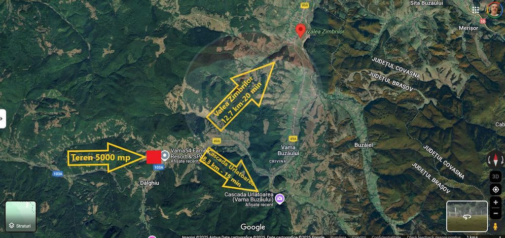 OPORTUNITATE! Teren 5,000 mp Vama Buzaului / Drumul DJ103A