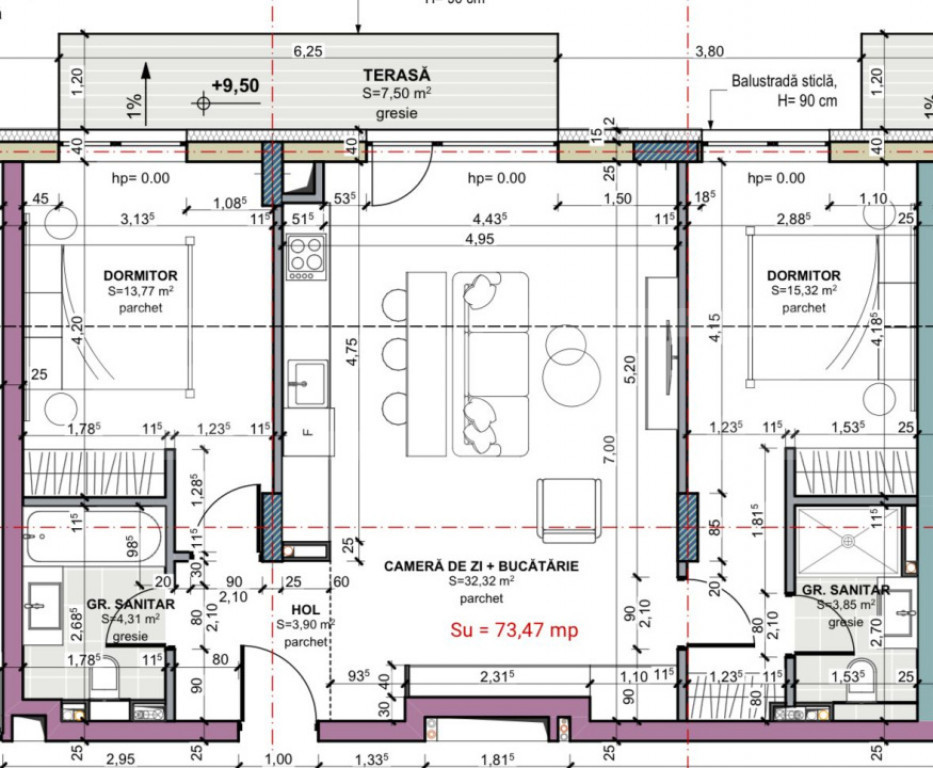 Apartament 3 camere, 74 mp, comision 0, zona Terra Oasului