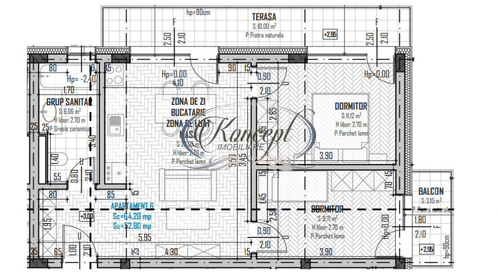 De vanzare, apartament 2 camere, 54 mp, zona Restaurant Rega