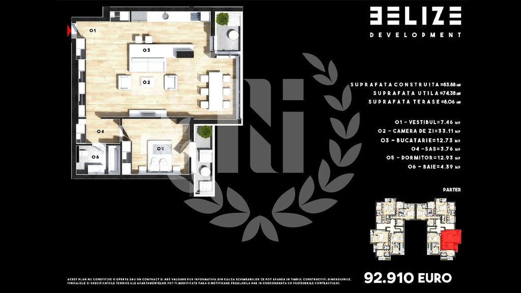 APARTAMENT 2 CAMERE 2 BALCOANE 74 MP