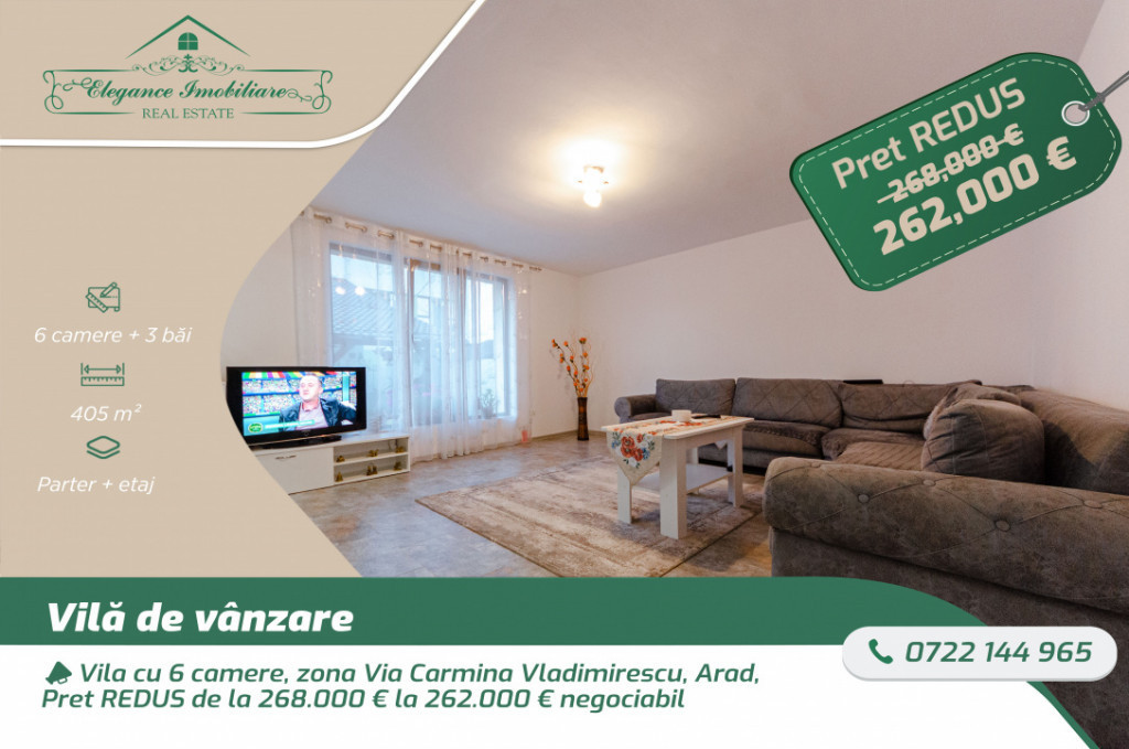 Vila cu 6 camere, zona Via Carmina Vladimirescu, Arad