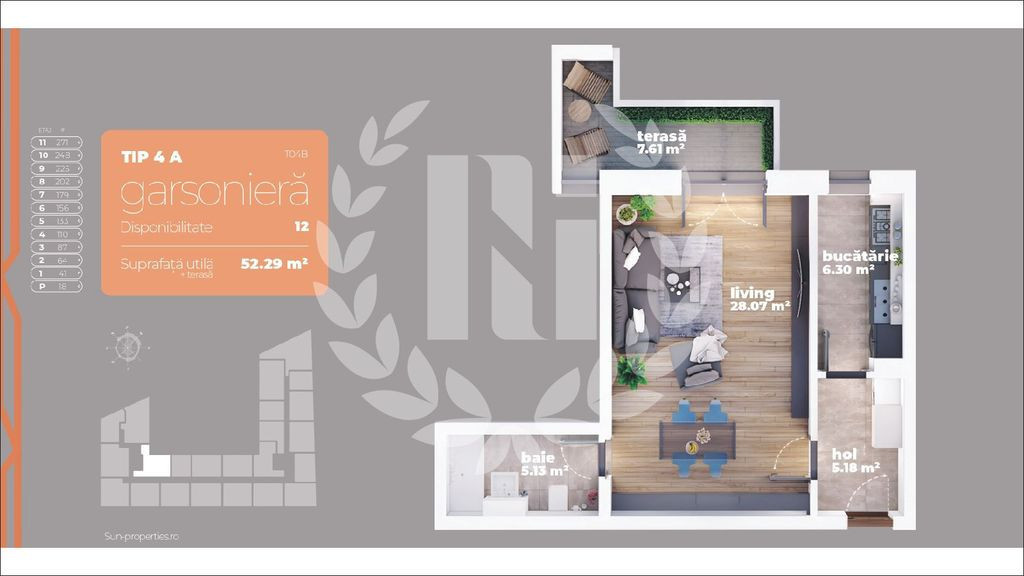 Garsoniera Decomandata 42mp - Titan - Etaj Intermediar