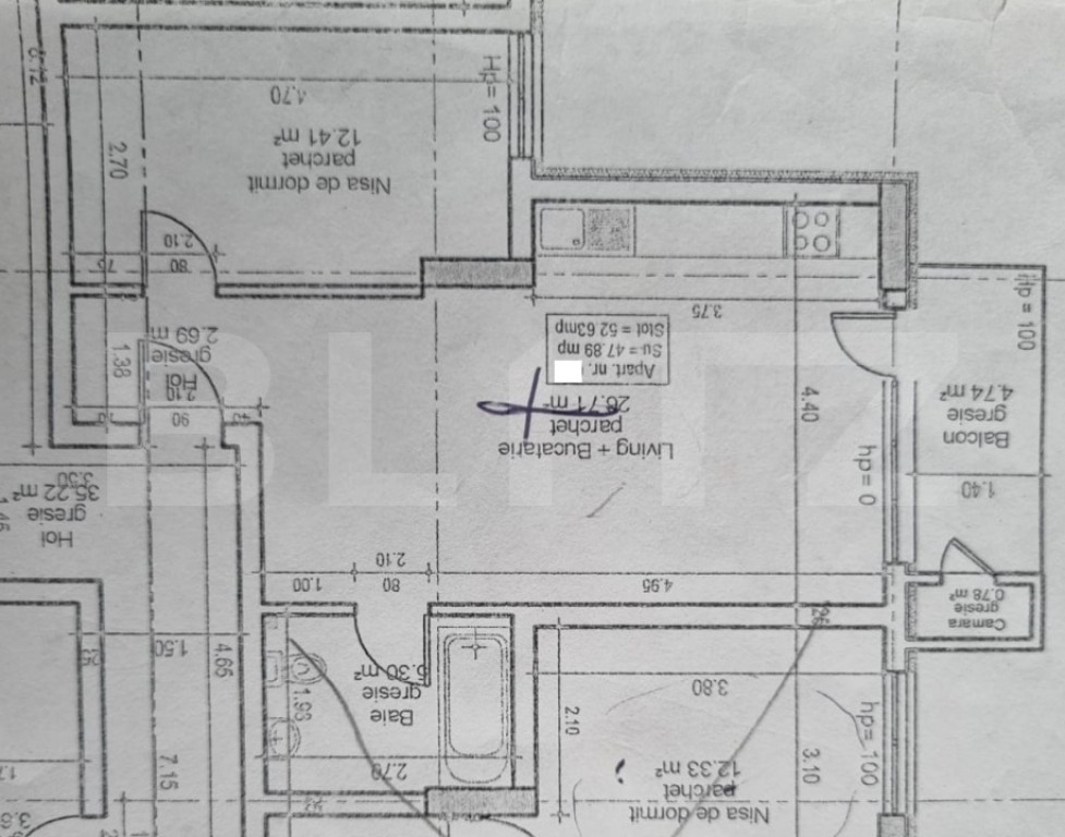 Apartament 2 camere, semifinisat, 53mp, zona Vivo