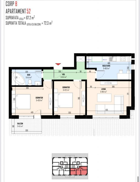 Spre vanzare apartament de 3 camere - Bragadiru