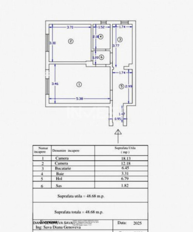Copou- apartament 2 camere, etajul 1