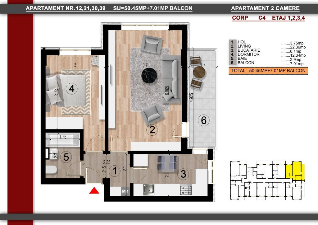 Metrou Berceni - 2 camere decomandat - centrala proprie