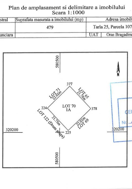 Teren 479 mp, toate utilitățile, asfalt, stație STB, scoala, gradinita