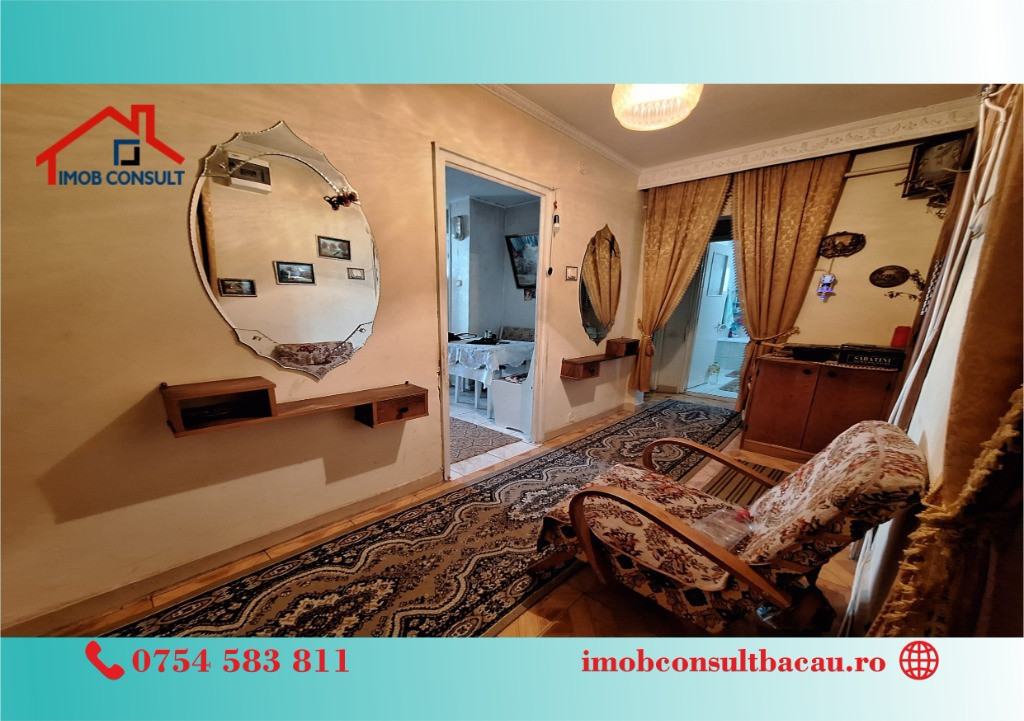 Trei camere! Etaj intermediar! Centrul Bacaului! CE1261