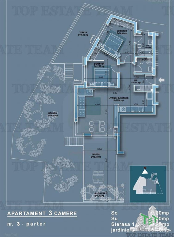 Apartament 3 camere cu terase si gradina, adiacent metrou Ob