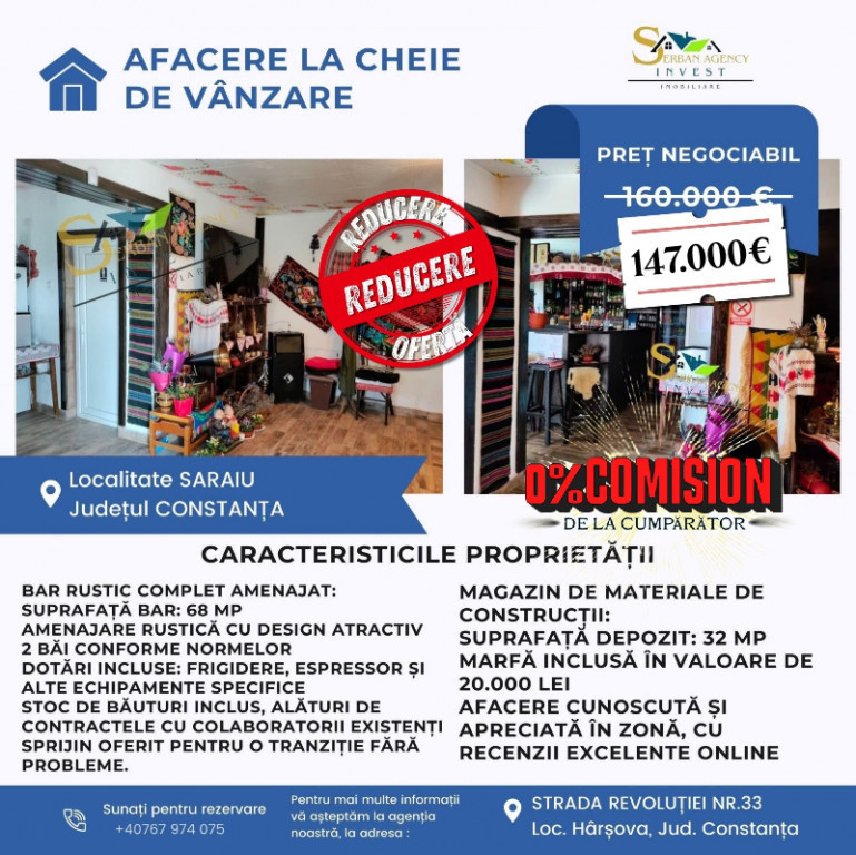Afacere la cheie de vânzare în Saraiu