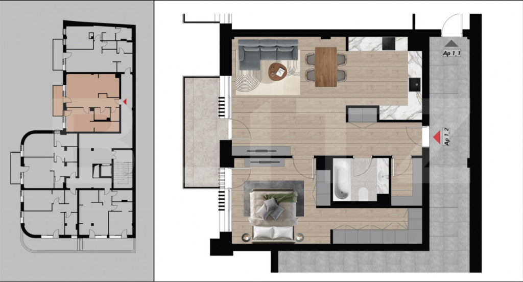 Apartament 2 camere, 85,14 mp, Bloc Boutique, Dacia