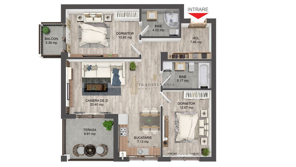 Apartament 3 camere, 71mp, curte 57 mp, Zona Selimbar.