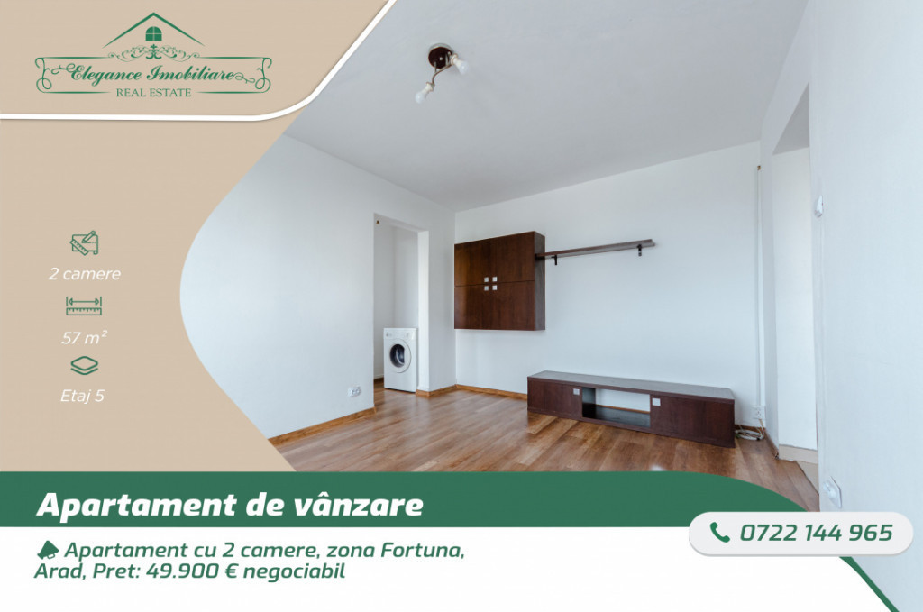 Apartament cu 2 camere, zona Fortuna, Arad