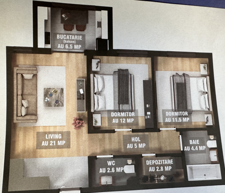 Apartament spațios 3 camere 0% comision,60Mp,2 băi, Milita