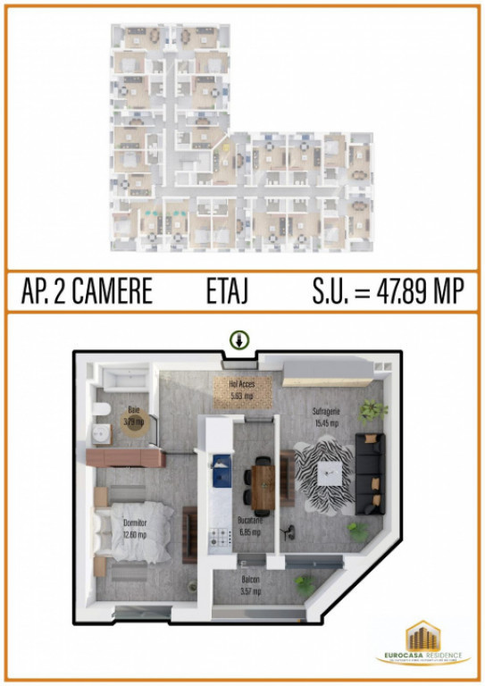 Apartament 2 camere, confort 1, bloc nou, etaj 5, strada TIN
