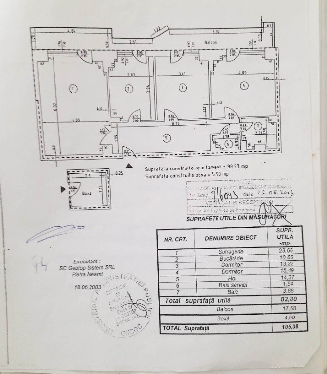 Apartament 3 camere, cu boxa si loc parcare, zona 1 Mai
