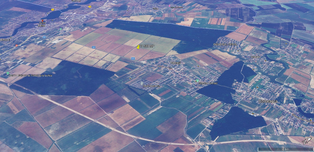Buftea – Teren intravilan 17500 mp, deschidere 53 m