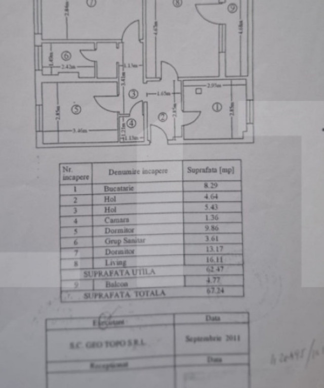 Apartament cu 3 camere, 62,70 mp, zona 1 Decembrie 1918, Tit