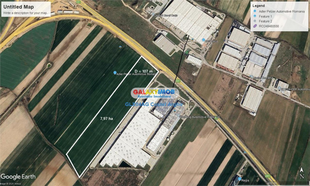 Vindem teren extravilan 7,97 ha , deschidere 107 m la A1 si