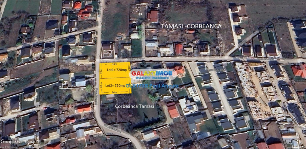 Teren 720 mp lot casa Corbeanca str Campului cu str Caminulu