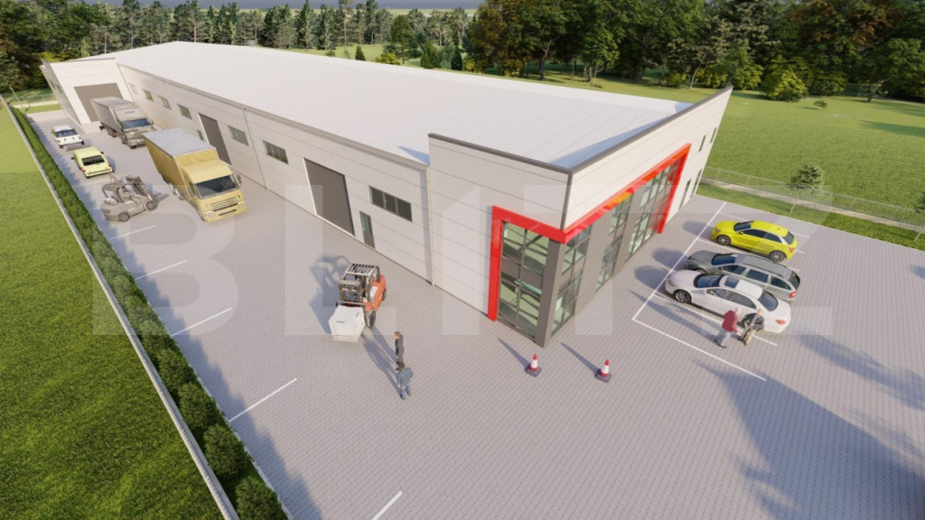 Hala moderna, acces din E576, birouri, 1658 mp utili, rampa