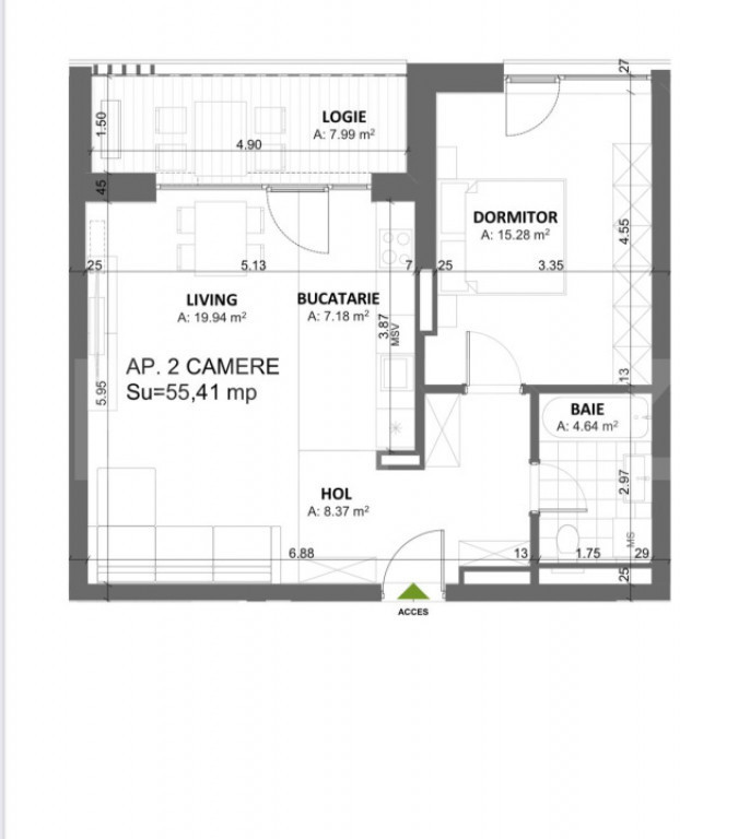 Apartament cu 2 camere Timișoara Nord- Cal. Totontalului