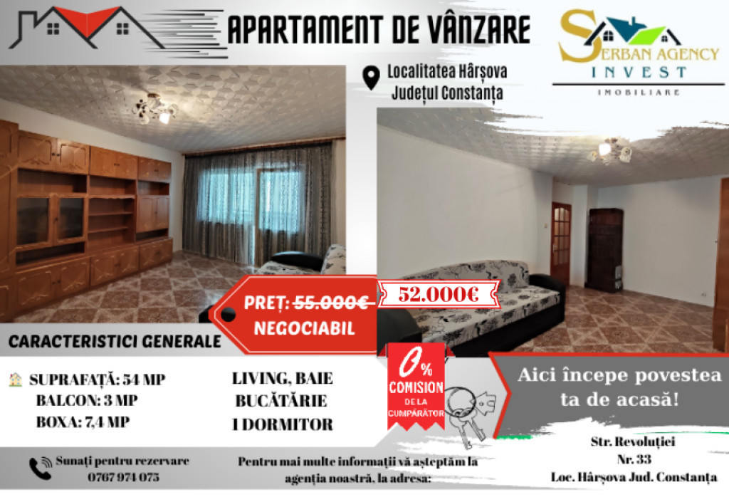 Apartament de vânzare în Hârșova – Mutare imediată, acte la zi!