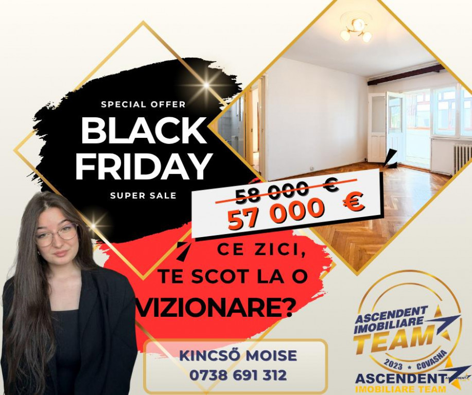 FILM! Apartament cu structura de 63mp, orientare vestica, cu