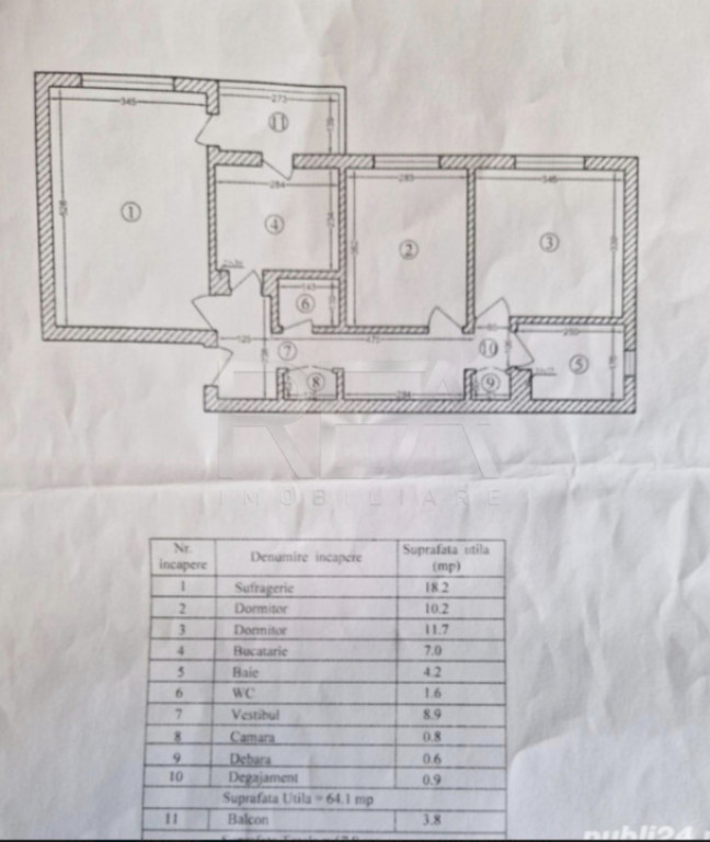 Apartament 3 camere, decomandat, 68mp/Gorjului