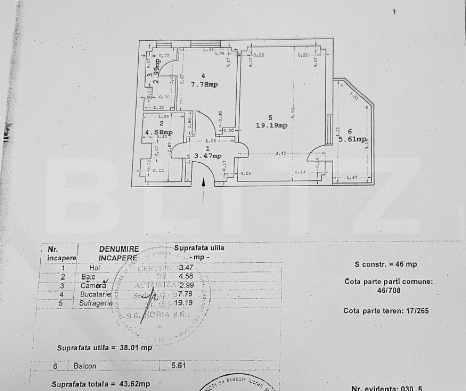 Garsoniera de vanzare Sagricom 38,01 mp