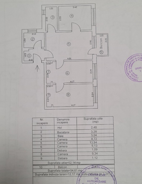 4 camere cf 2 Hipodrom sup 55 mp