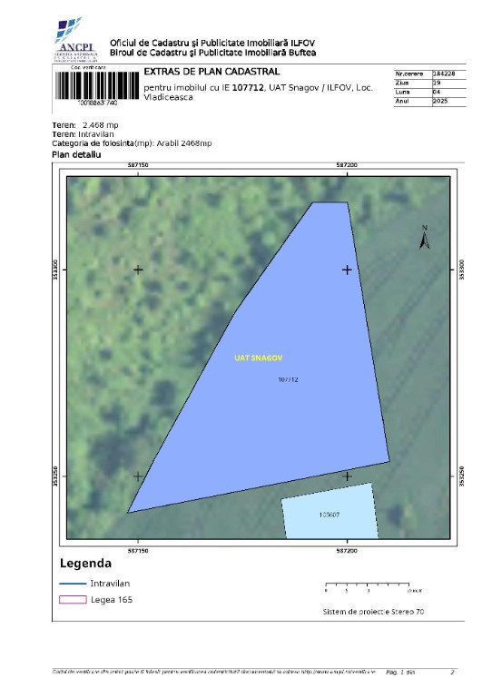 Teren Intravilan vedere la lacul Snagov zona de vile noi 500mp